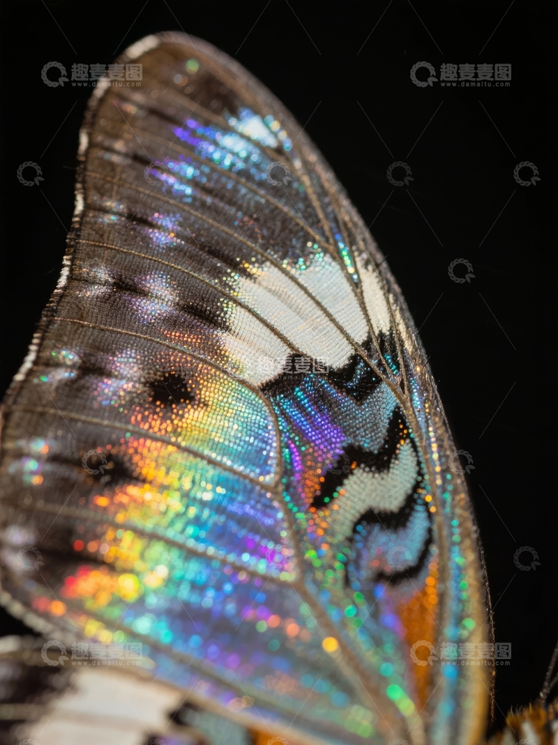 高清大图下载【趣麦麦图】蝴蝶翅膀特写展现绚丽色彩与精致纹理