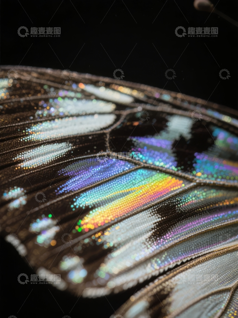 高清大图下载【趣麦麦图】蝴蝶翅膀特写展现绚丽虹彩与精致脉络