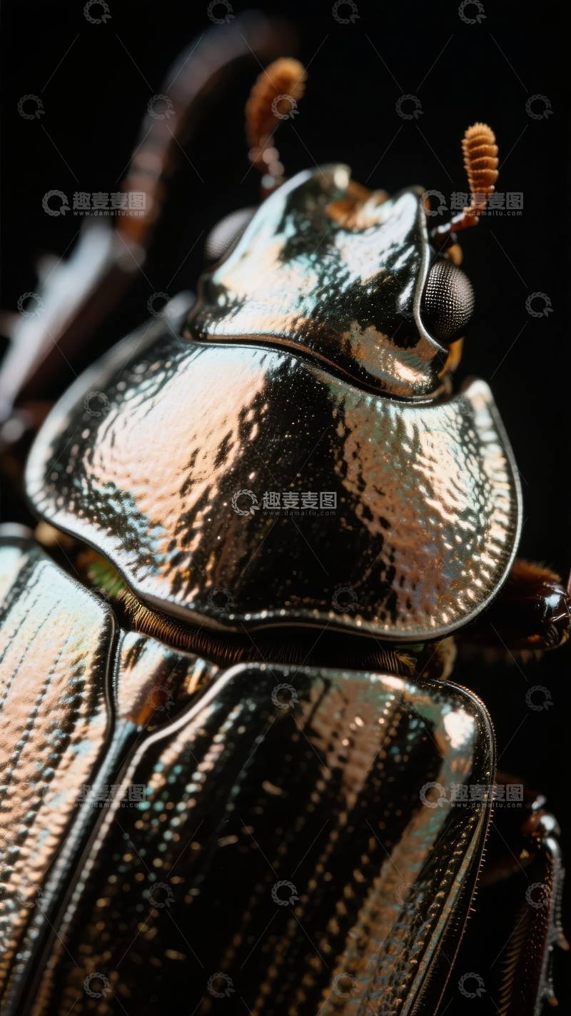 高清大图下载【趣麦麦图】特写镜头下的甲虫头部细节展示