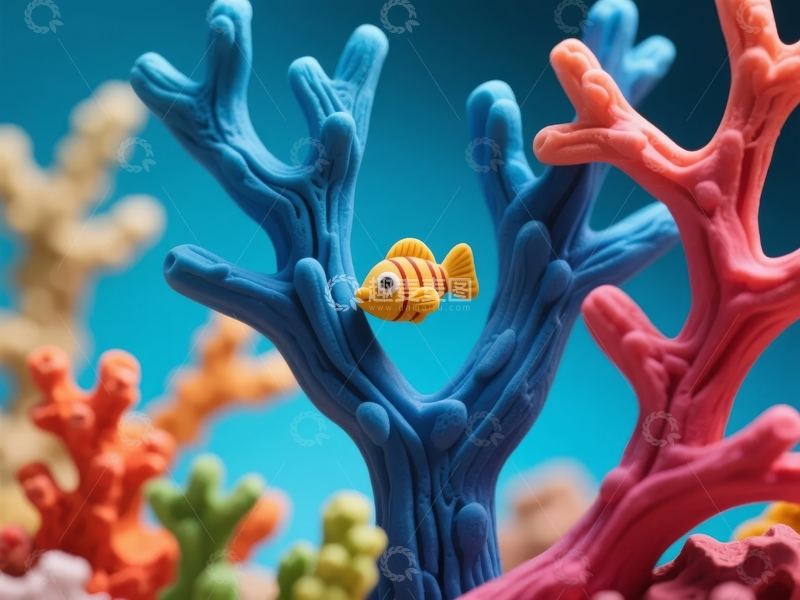 高清大图下载【趣麦麦图】色彩斑斓的珊瑚与小鱼构成的梦幻海底世界