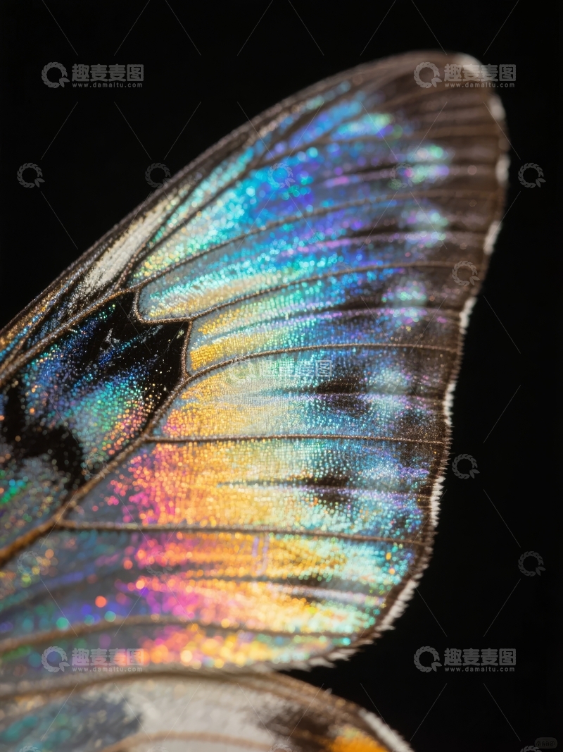 高清大图下载【趣麦麦图】蝴蝶翅膀特写展现绚丽色彩与精致纹理