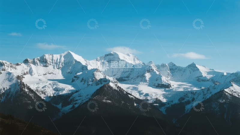 高清大图下载【趣麦麦图】雪山巍峨壮丽蓝天映衬自然美景