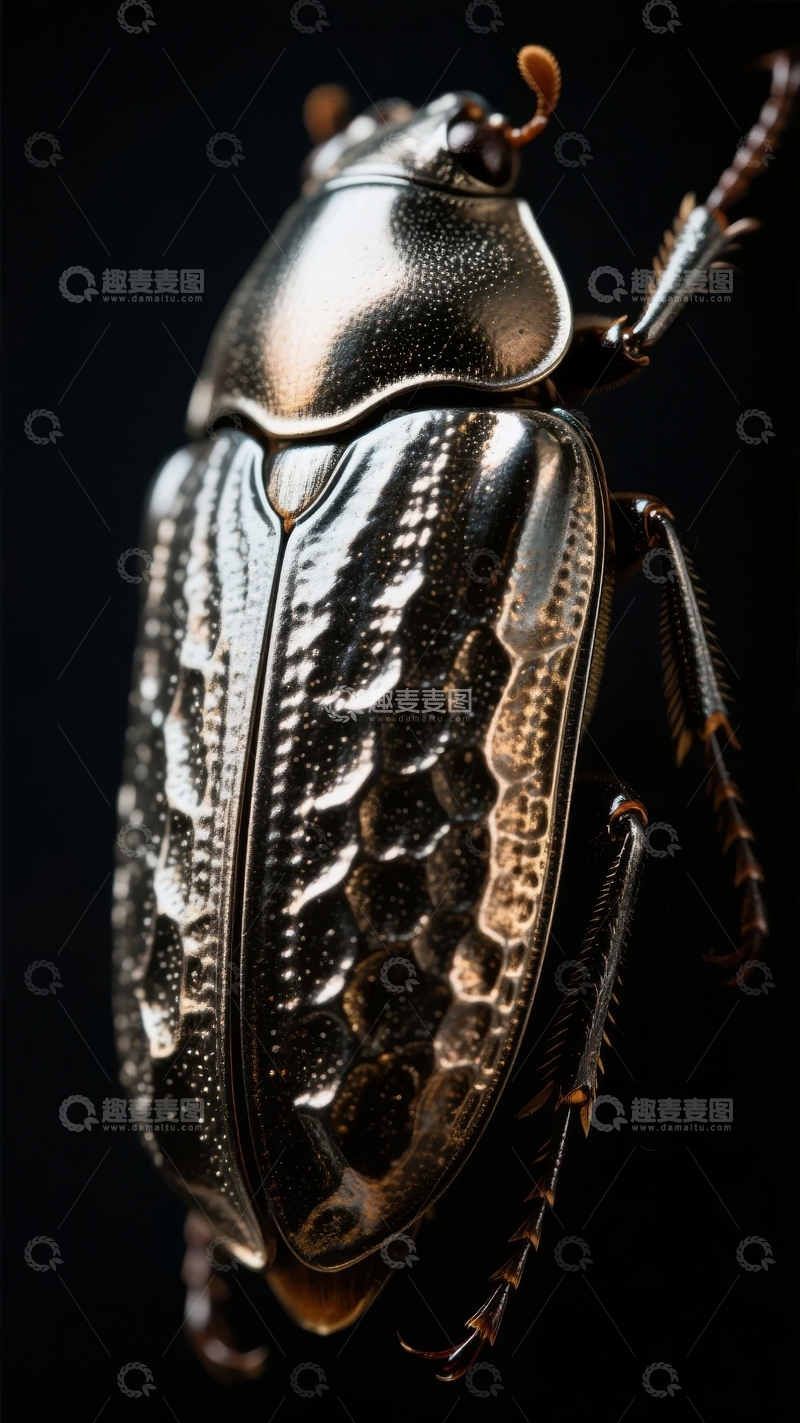 一只金属光泽甲虫的特写镜头