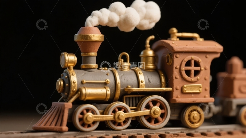 高清大图下载【趣麦麦图】复古风格蒸汽火车模型细节展示