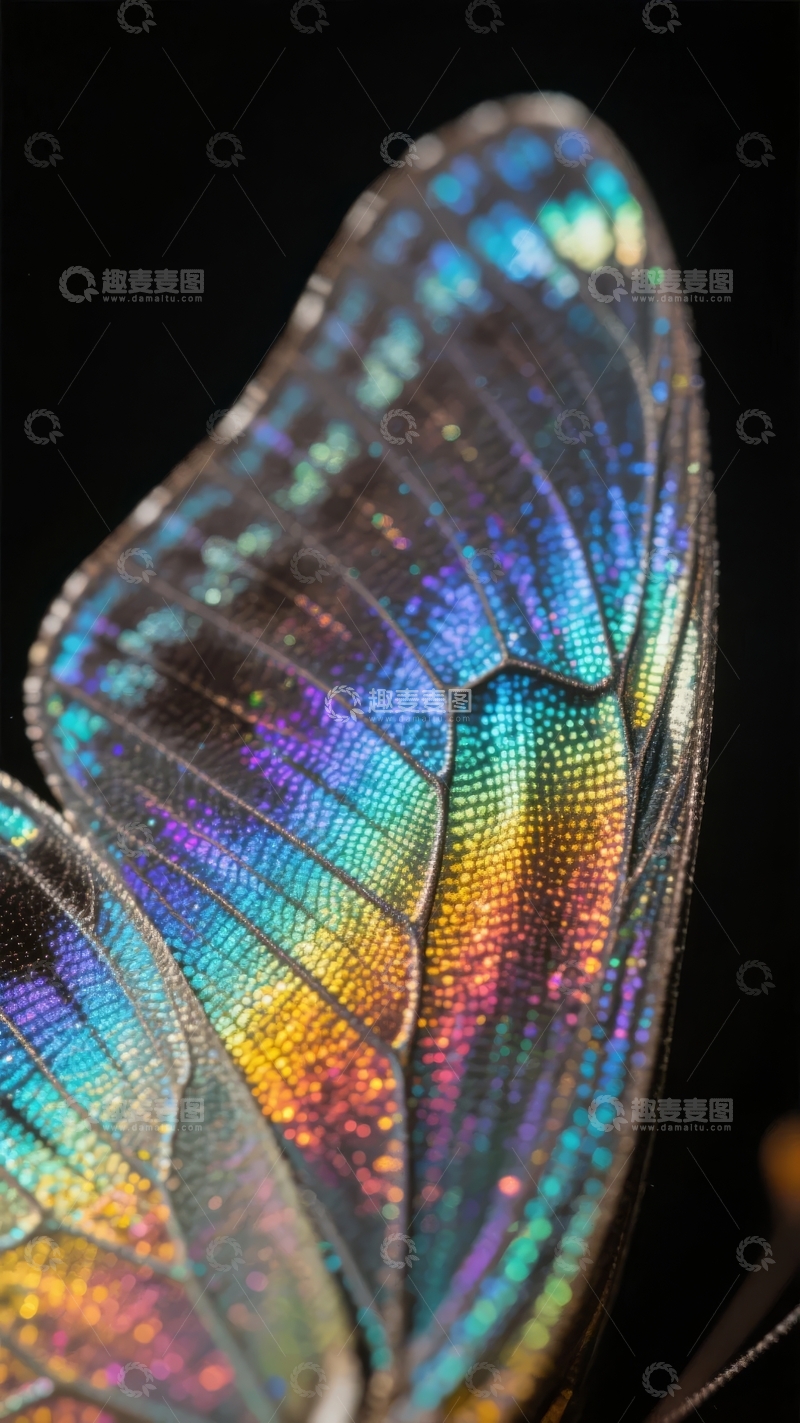 高清大图下载【趣麦麦图】蝴蝶翅膀特写展现绚丽多彩的自然纹理