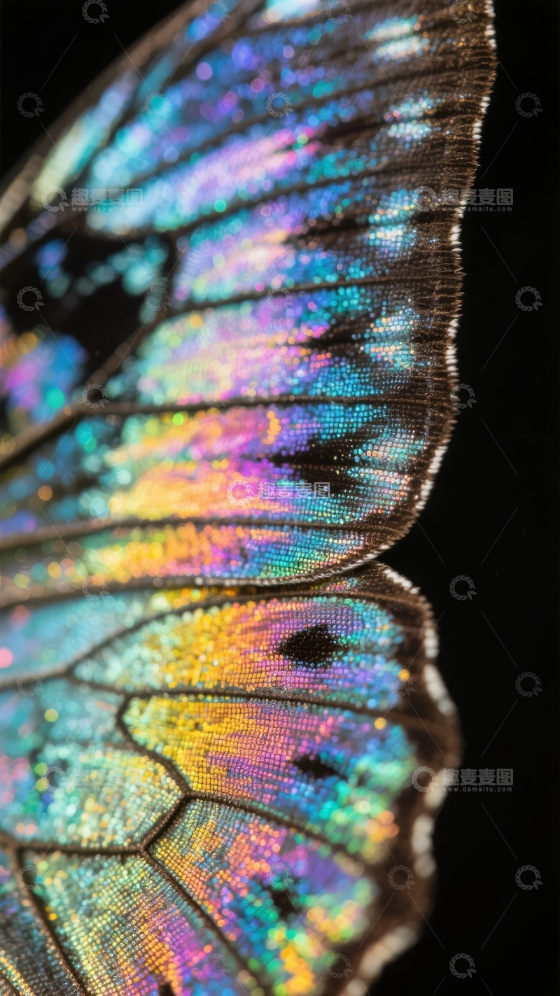 高清大图下载【趣麦麦图】蝴蝶翅膀特写展现绚丽多彩的自然纹理