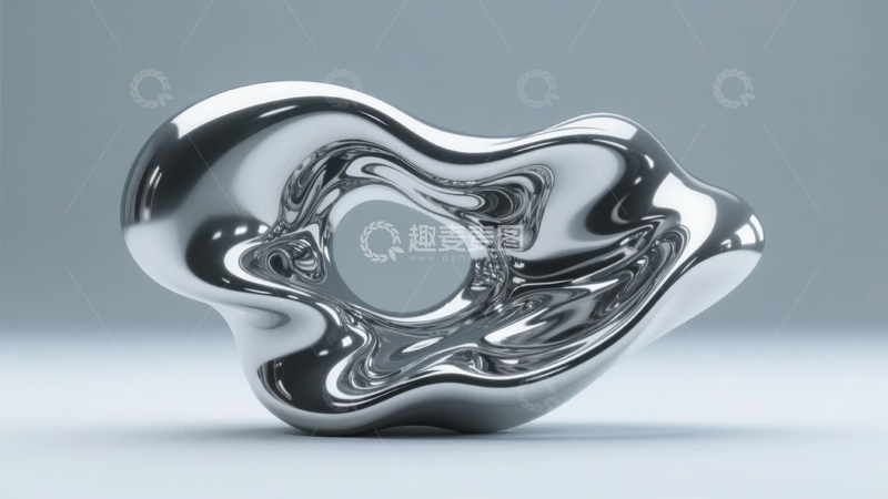 光滑金属质感抽象雕塑艺术品