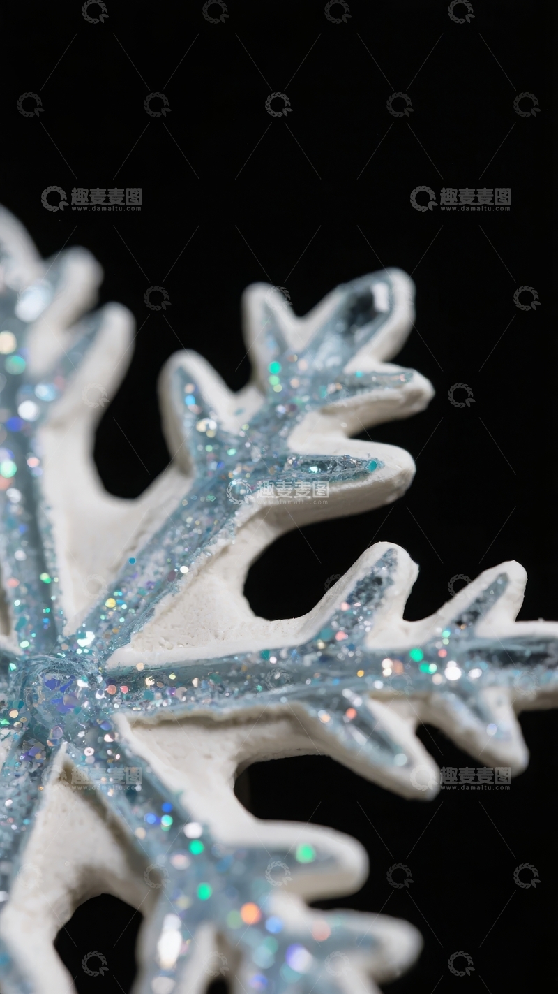 高清大图下载【趣麦麦图】特写镜头下的闪耀雪花装饰品