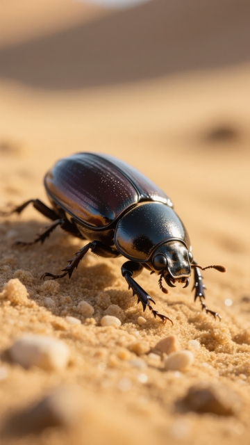 一只甲虫在沙地上爬行