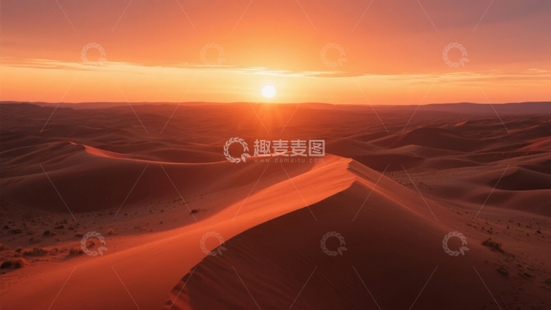 高清大图下载【趣麦麦图】日落时分沙漠沙丘的壮丽景象