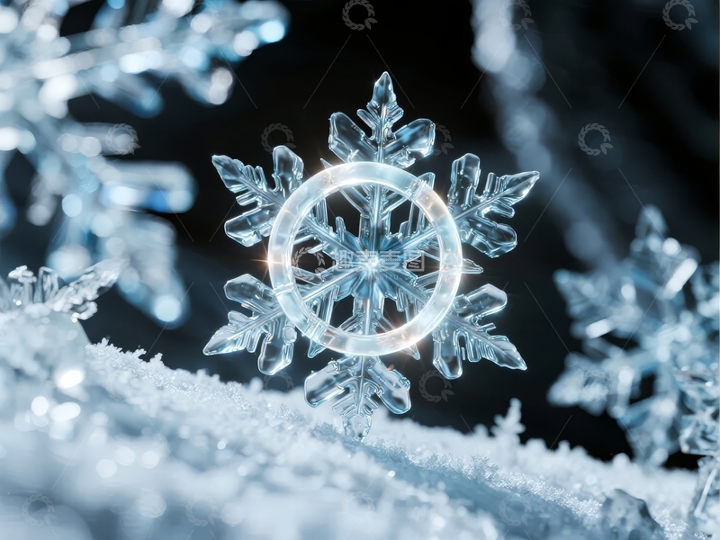 高清大图下载【趣麦麦图】晶莹剔透的雪花特写展现冬季自然之美