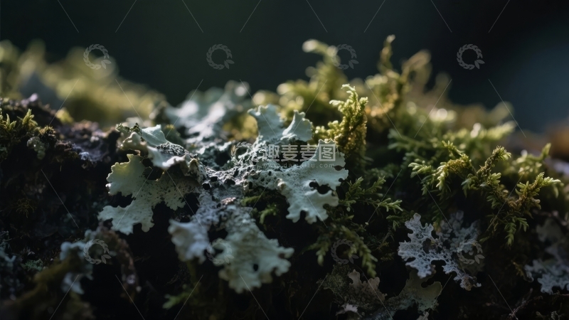 高清大图下载【趣麦麦图】苔藓与地衣覆盖的岩石特写