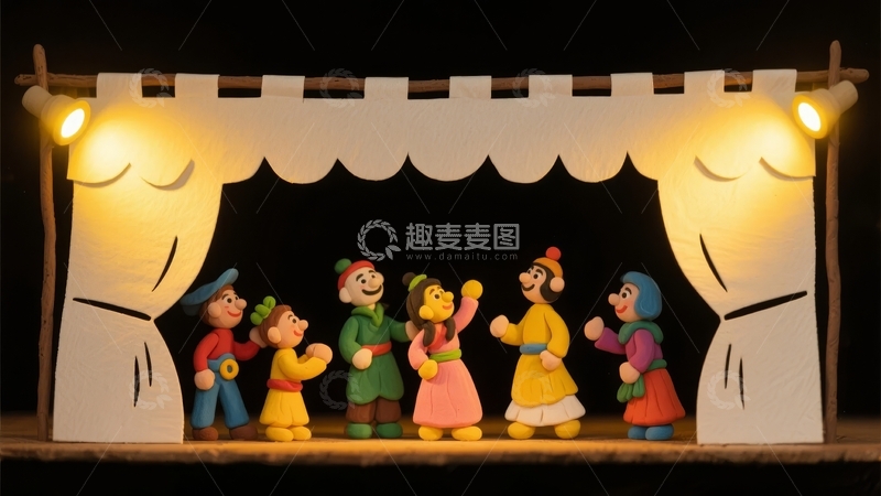 高清大图下载【趣麦麦图】木偶舞台表演童话人物场景