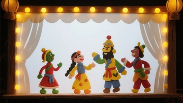 色彩鲜艳的木偶戏表演场景