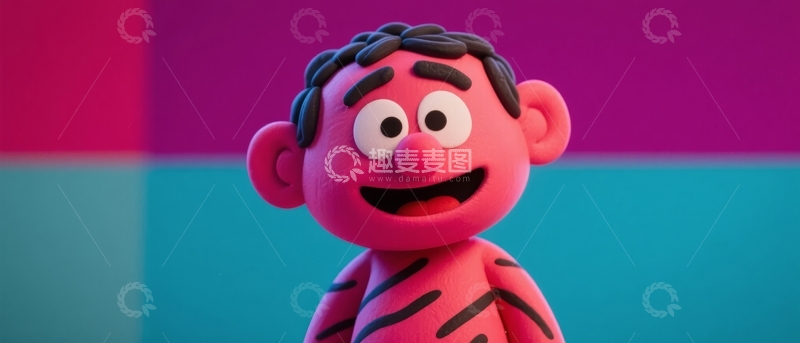 高清大图下载【趣麦麦图】卡通人物角色站在彩色几何背景前