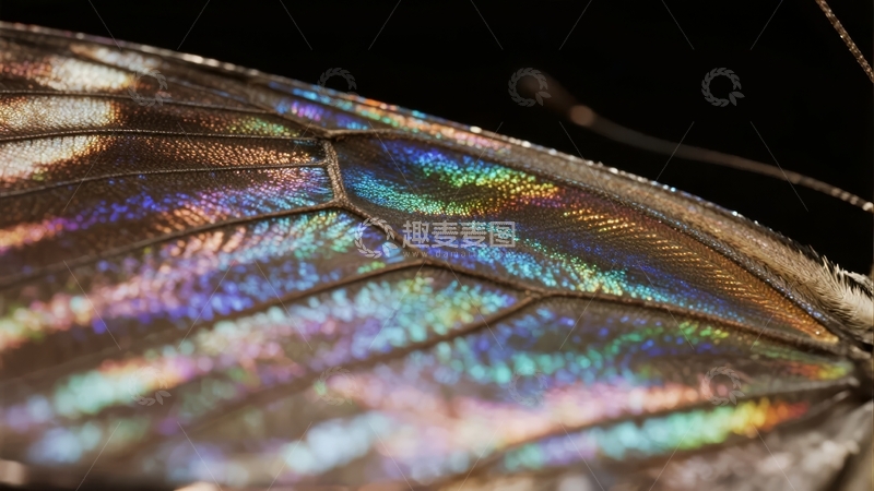 高清大图下载【趣麦麦图】蝴蝶翅膀特写展现绚丽虹彩与精致纹理