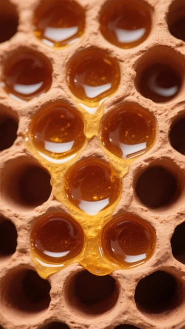 蜂巢中金黄色蜂蜜的特写镜头