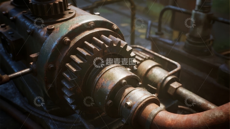 高清大图下载【趣麦麦图】工业机械齿轮传动装置特写