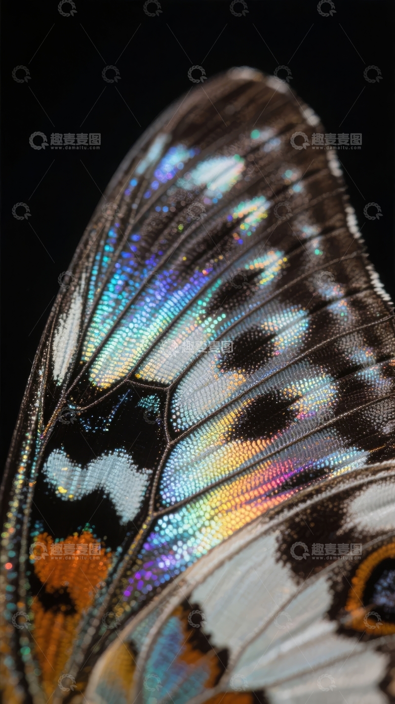 高清大图下载【趣麦麦图】蝴蝶翅膀特写展现斑斓色彩与精致纹理