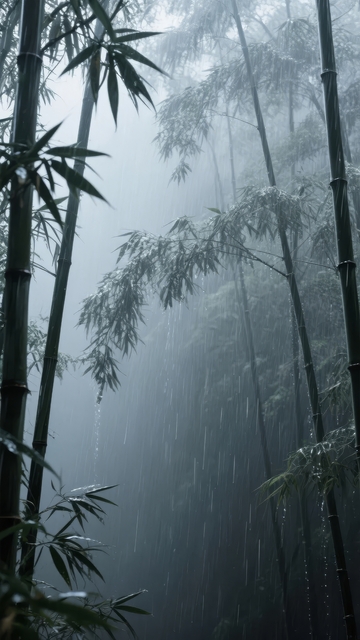 雾气缭绕的竹林景象