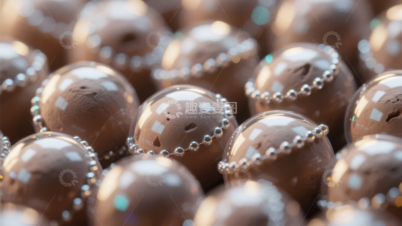 高清大图下载【趣麦麦图】装饰有珠链的巧克力球特写