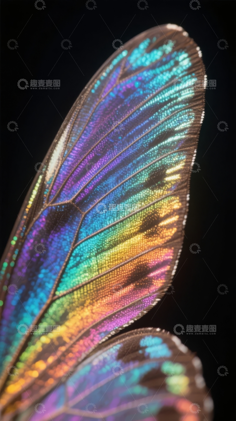 高清大图下载【趣麦麦图】蝴蝶翅膀特写展现绚丽色彩与精致纹理