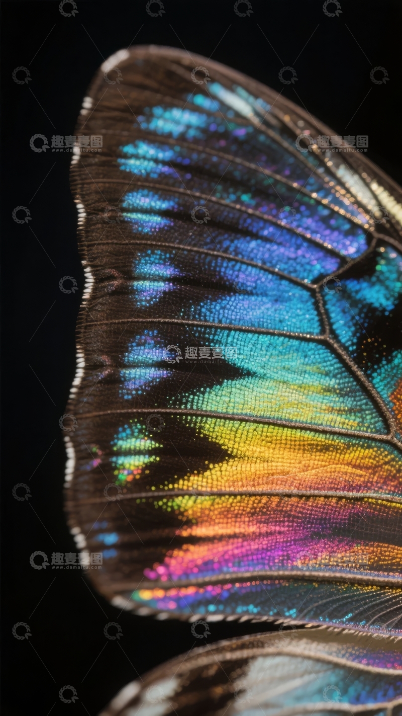 高清大图下载【趣麦麦图】蝴蝶翅膀特写展现绚丽色彩与精致纹理
