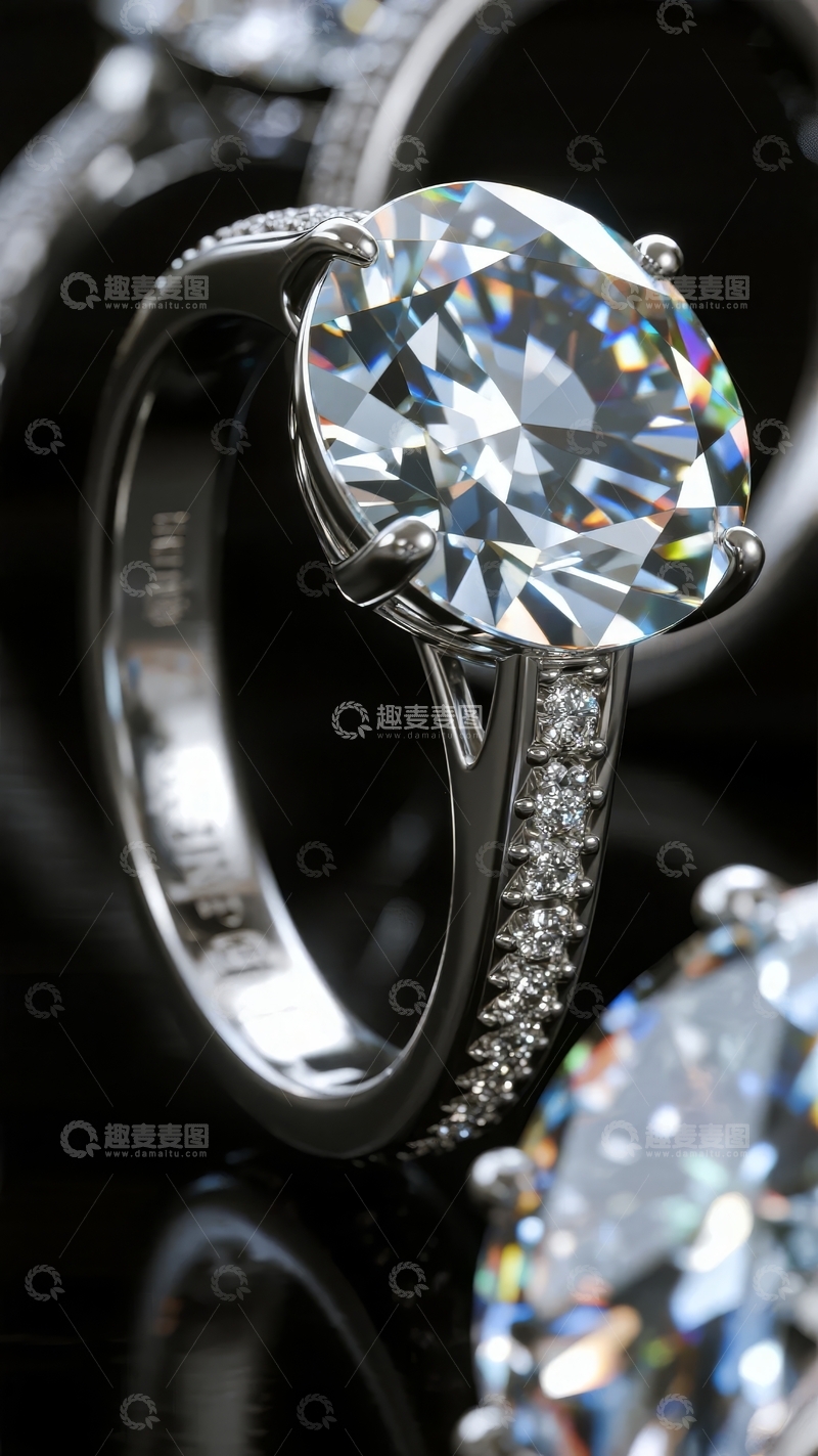 高清大图下载【趣麦麦图】闪耀的钻石戒指特写展示