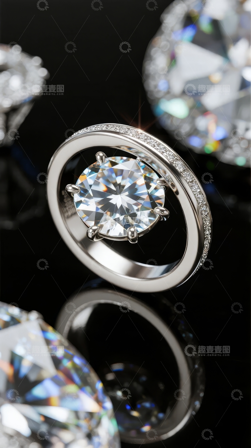 高清大图下载【趣麦麦图】闪耀钻石戒指特写展示