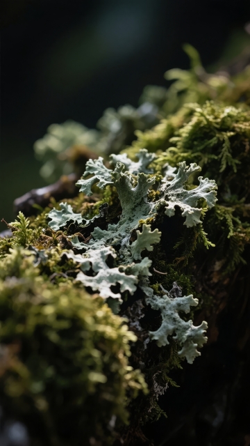 苔藓覆盖的树干特写展现自然细腻纹理