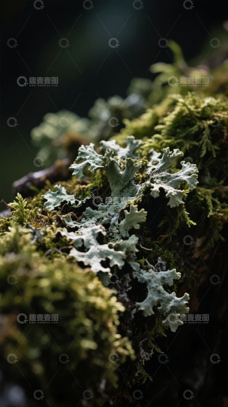 高清大图下载【趣麦麦图】苔藓覆盖的树干特写展现自然细腻纹理