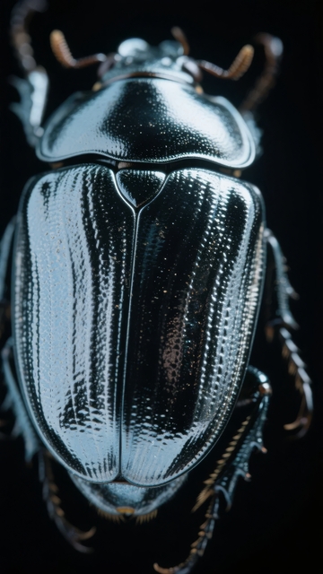 一只闪耀金属光泽的甲虫特写镜头