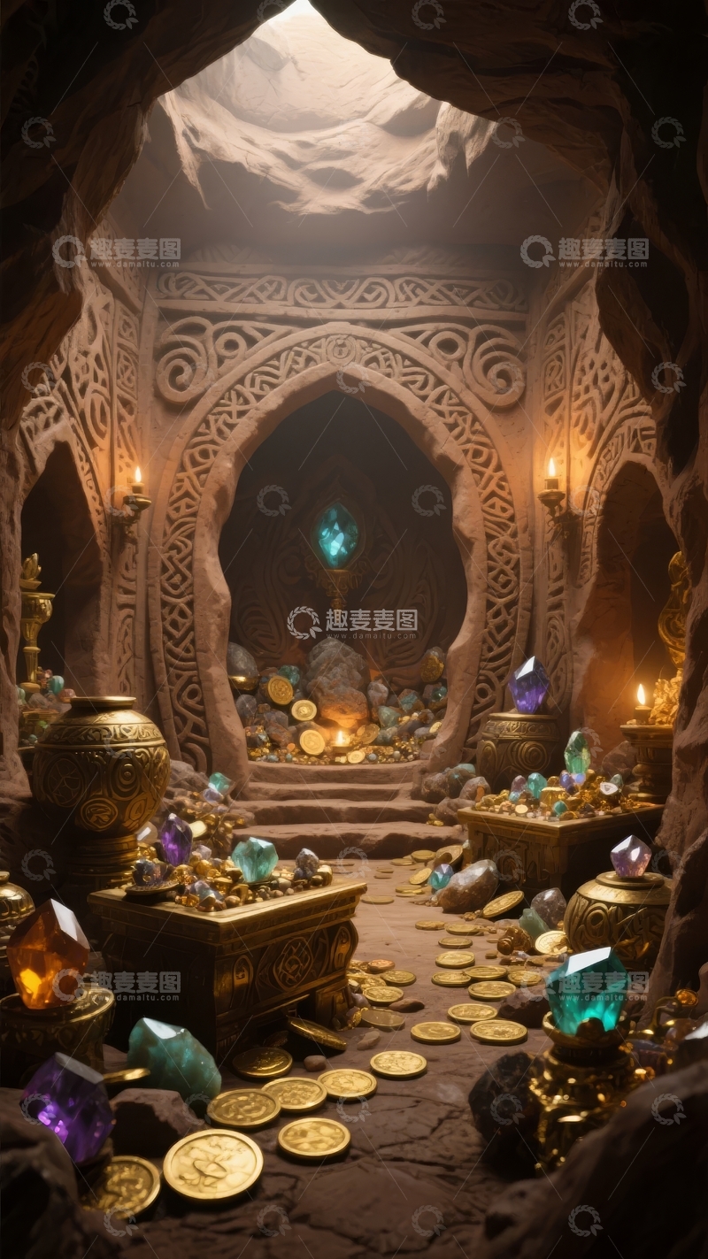 高清大图下载【趣麦麦图】神秘洞穴中的华丽宝藏室