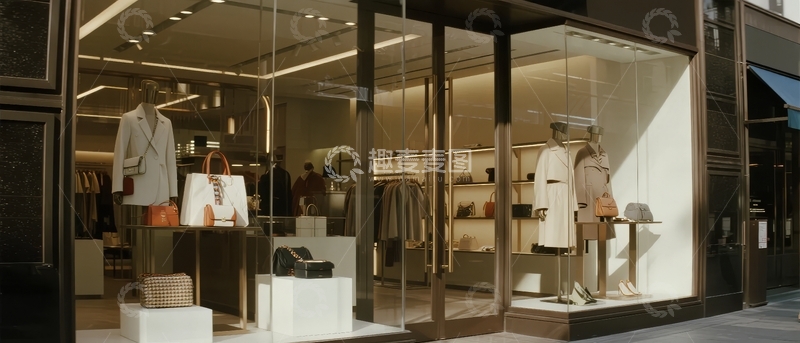 高清大图下载【趣麦麦图】时尚精品店橱窗展示高端服饰与配饰