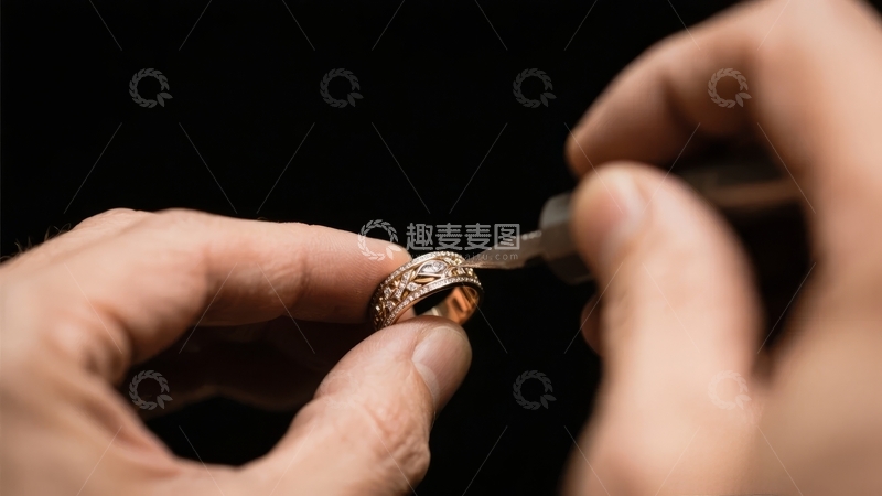 高清大图下载【趣麦麦图】双手精细打磨装饰戒指的特写镜头