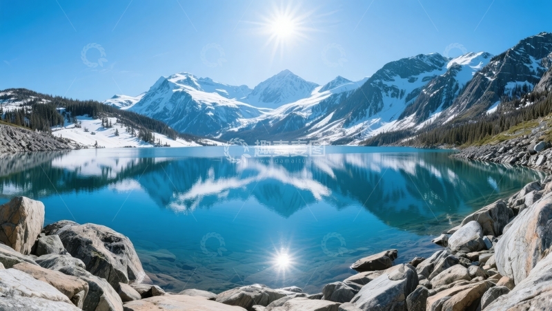 高清大图下载【趣麦麦图】雪山湖泊倒影美景