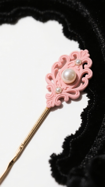 粉色蕾丝发饰点缀珍珠优雅别致