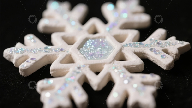 高清大图下载【趣麦麦图】白色雪花装饰品点缀着闪亮的晶莹颗粒