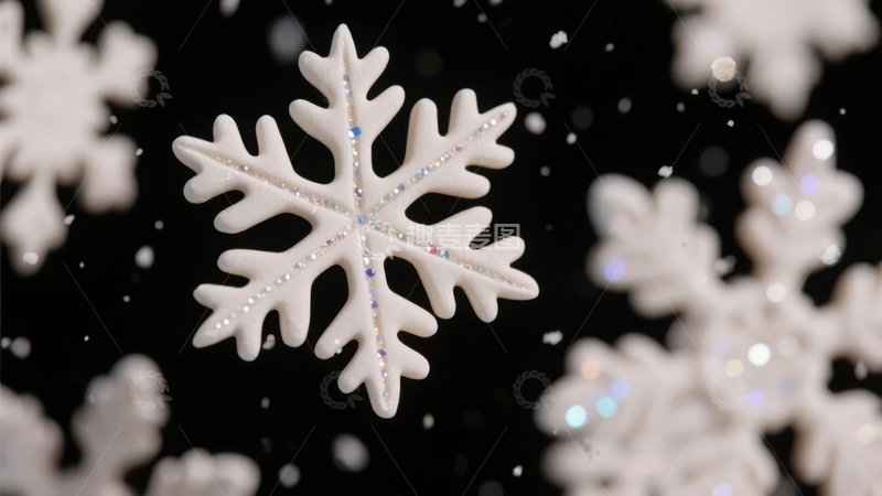 高清大图下载【趣麦麦图】精致雪花装饰在柔和光斑背景中