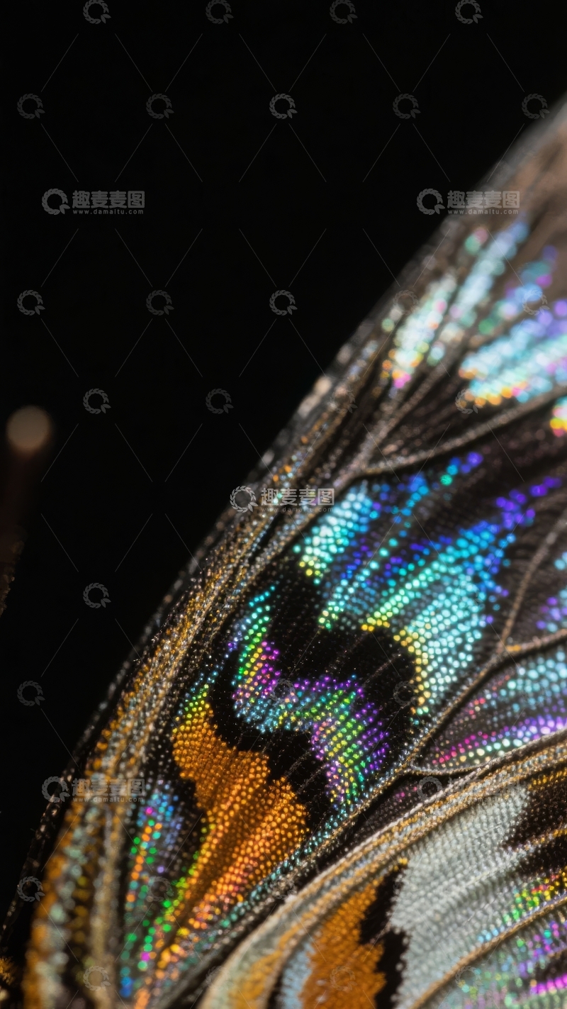 高清大图下载【趣麦麦图】蝴蝶翅膀特写展现绚丽色彩与精致纹理