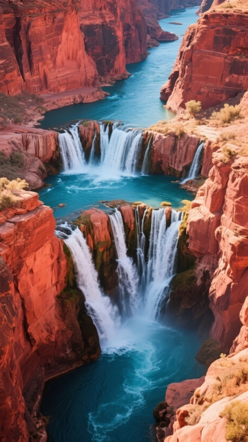 壮丽峡谷瀑布水流湍急景色迷人