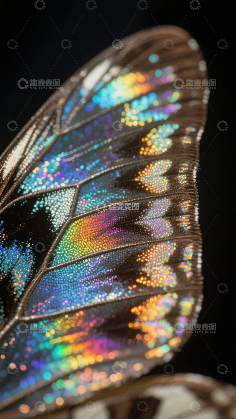 高清大图下载【趣麦麦图】蝴蝶翅膀特写展现绚丽虹彩与精致脉络