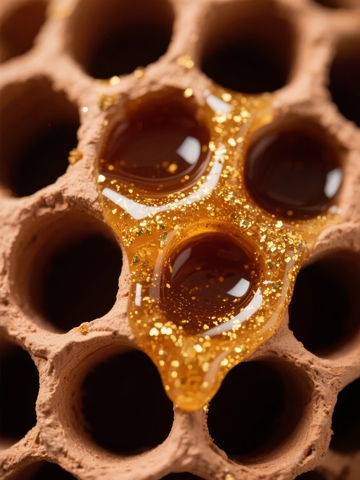 蜂巢中金黄色蜂蜜的特写镜头