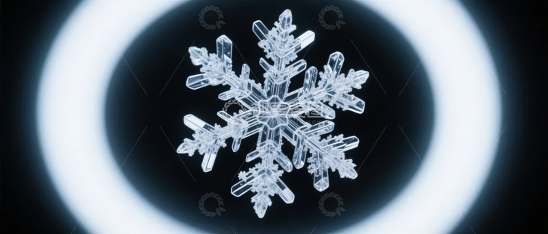 高清大图下载【趣麦麦图】雪花晶体在光圈背景下的微观特写