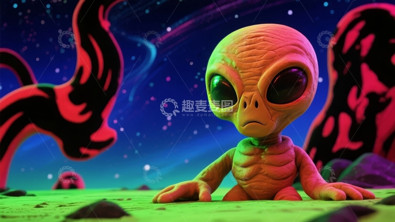高清大图下载【趣麦麦图】外星生物在异星地貌上探索