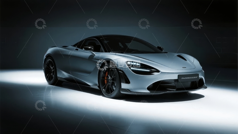 高清大图下载【趣麦麦图】一辆银色跑车在黑暗背景下的展示