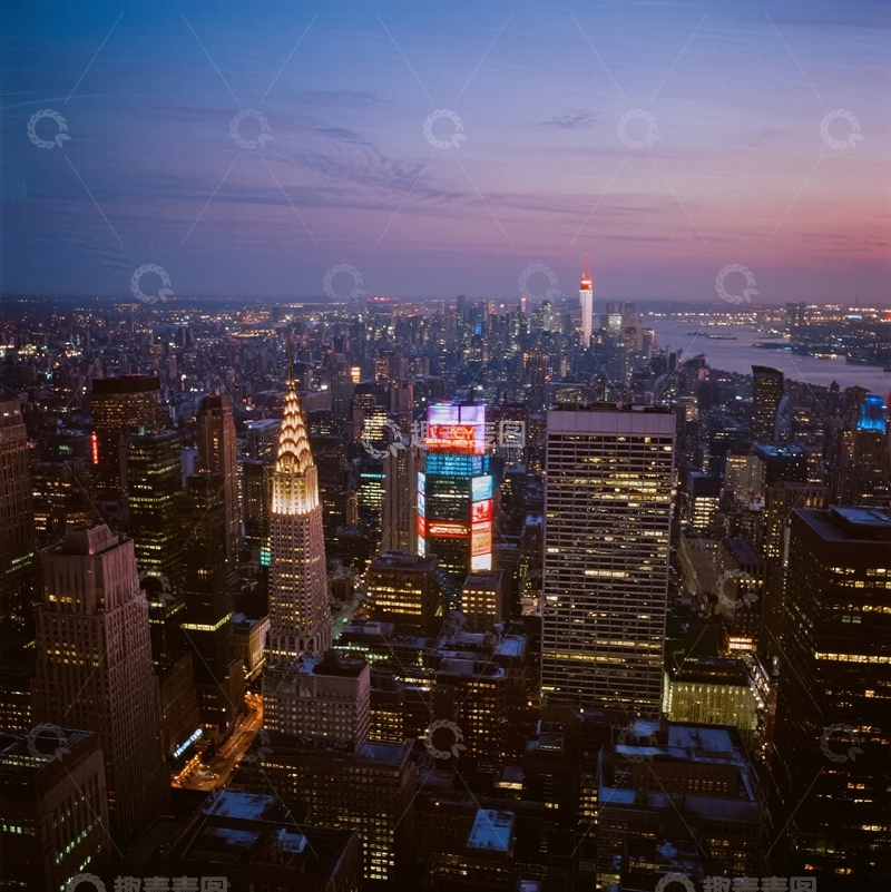 高清大图下载【趣麦麦图】城市夜景高楼林立灯光璀璨