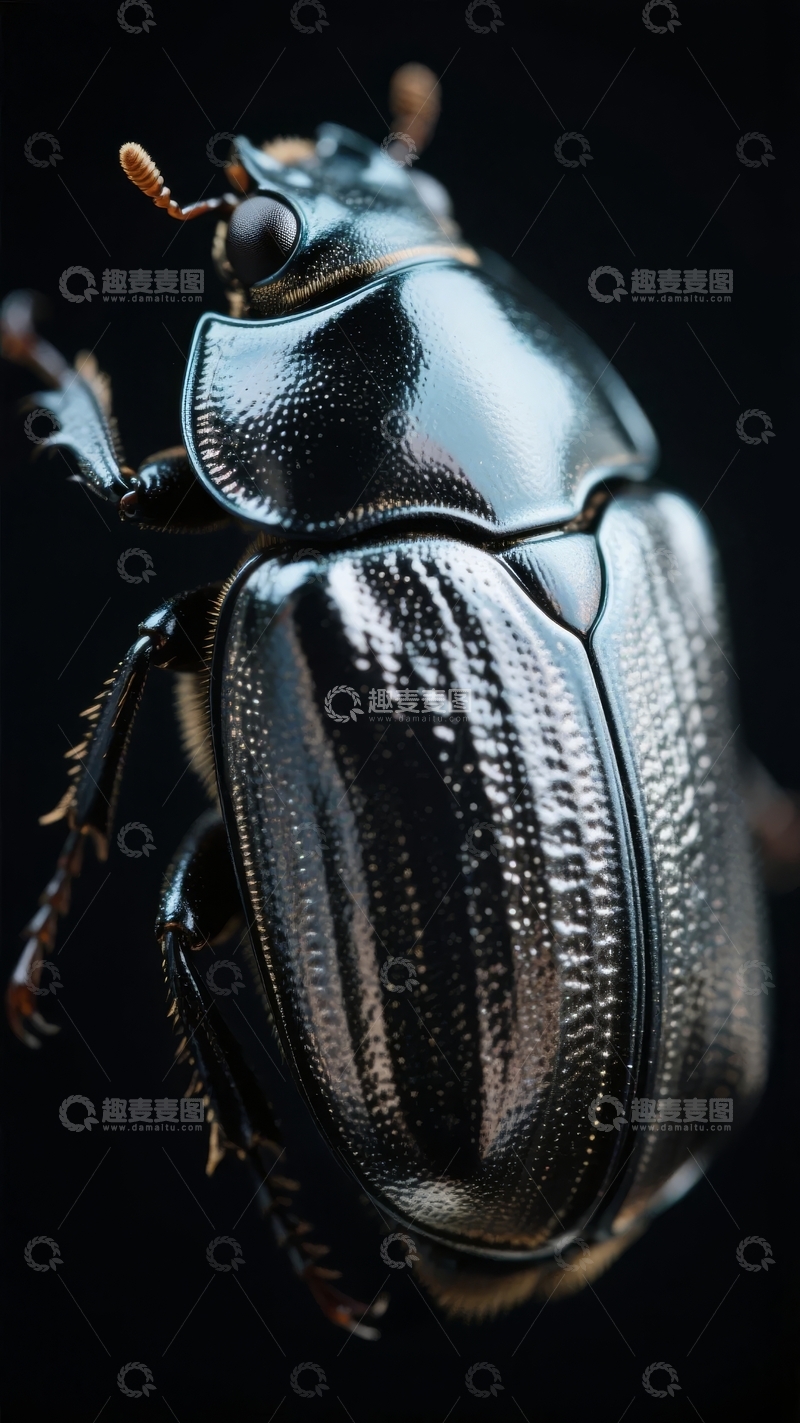 高清大图下载【趣麦麦图】特写镜头下的黑色甲虫细节展现