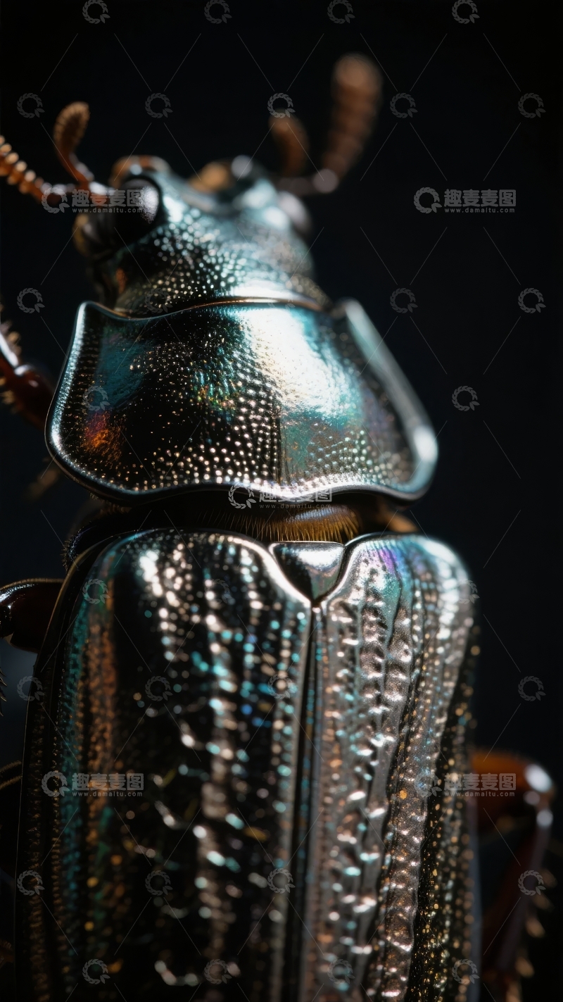 高清大图下载【趣麦麦图】特写镜头下的金属光泽甲虫细节