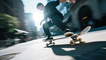 街头滑板少年动感瞬间